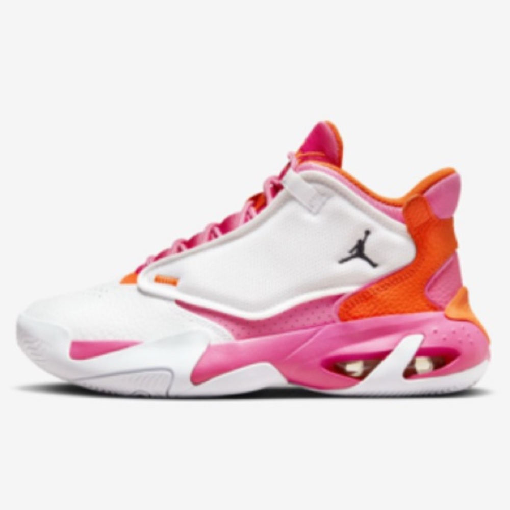 JORDAN Max Aura 4 Big Kids' Shoes In White,safety orange,pinksicle,(GS Sz.5Y)